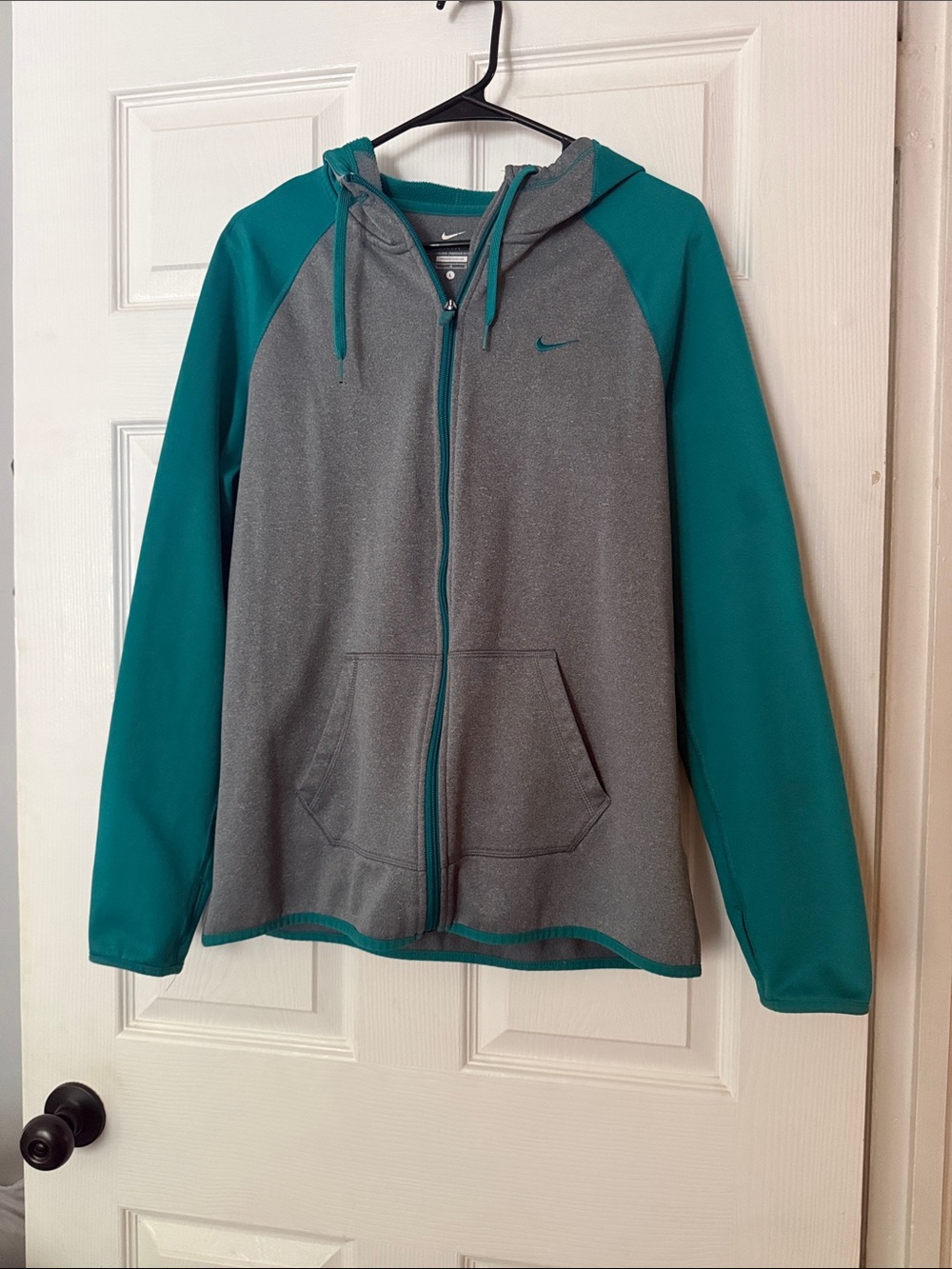 Nike Teal & Gray Full-Zip Hooded Performance Jacket